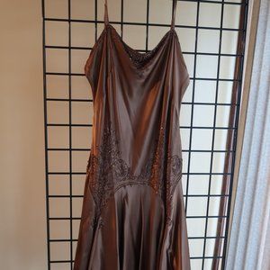 Papell Evening Silk Sequin Cocktail Dress Sz. 14 Color: Chocolate - Never Worn